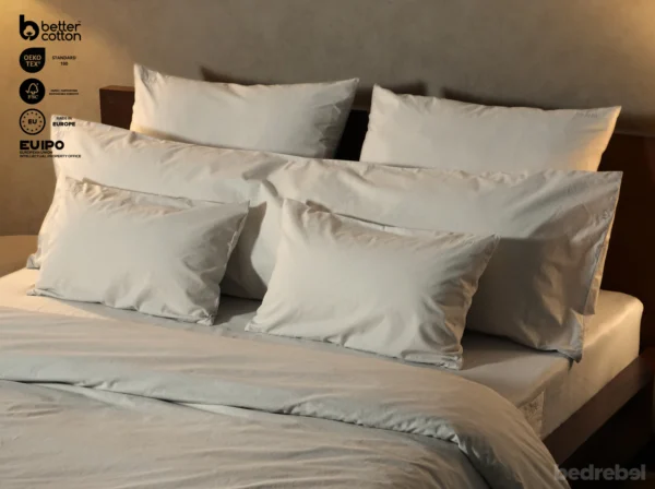 Dekbedovertrek set met rits over drie zijden & dekbedclips | Percale katoen – Ivory beige – 1 persoons - Afbeelding 2