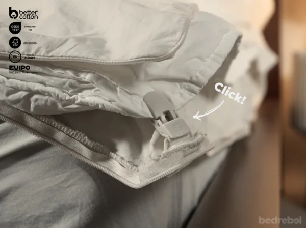 Dekbedovertrek set met rits over drie zijden & dekbedclips | Percale katoen – Ivory beige – 1 persoons - Afbeelding 5