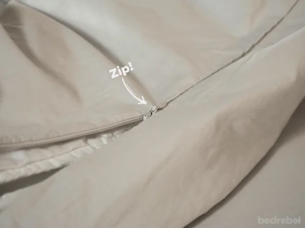 Dekbedovertrek set met rits over drie zijden & dekbedclips | Percale katoen – Ivory beige – 1 persoons - Afbeelding 4