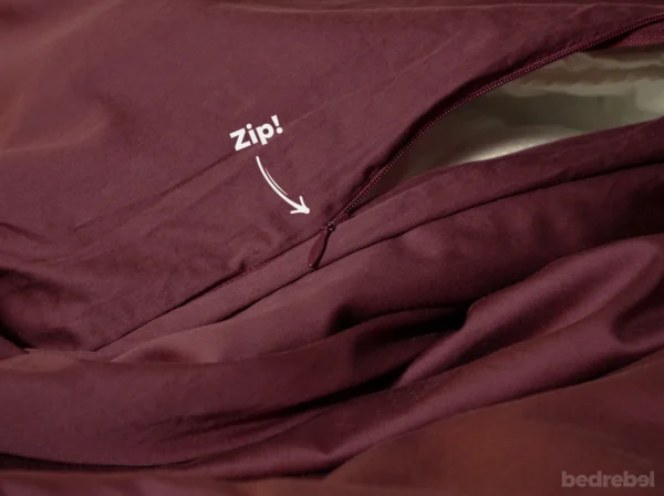 Dekbedovertrek set met rits over drie zijden & dekbedclips | Percale katoen – Merlot red – 1 persoons - Afbeelding 4